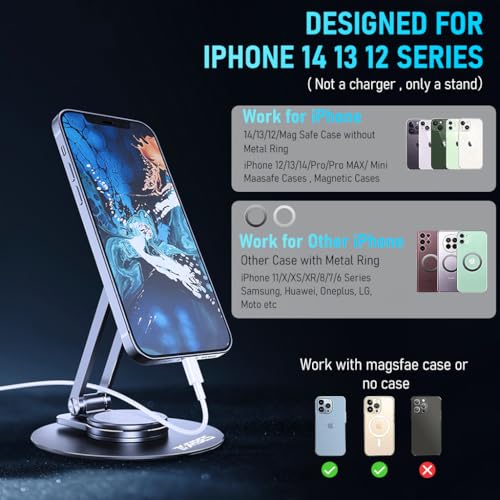 ZORBES® Magnetic Desk Phone Stand for iPhone 14 13 12 Series Aluminum Holder with 360 Rotation Base Adjustable Foldable Mobile Compatible Pro Max Mini Mag Safe Case 3PCS ZORBES® Magnetic Desk Phone Stand for iPhone 14 13 12 Series Aluminum Holder with 360 Rotation Base Adjustable Foldable Mobile Compatible Pro Max Mini Mag Safe Case 3PCS
